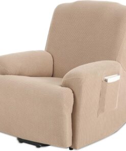 TIANSHU Funda Reclinable de 1 Plaza, Fundas Reclinables Elásticas, Protector Funda Sillón Relax, Funda Cubre Sofá, Fundas de Sofá Lavables y Elásticas para Muebles (Arena)