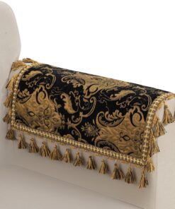 Fundas para Reposabrazos de Sofá Sillón Juego de 2, Fundas para Reposacabezas Damasco Antideslizantes 50x60cm (Negro)