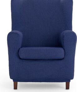 ECOMMERC3 | Funda Sillón Orejero Universal y Versátil – Funda Sillón Color Azul Protector Fácil de Colocar para Respaldo, Asiento y Brazos