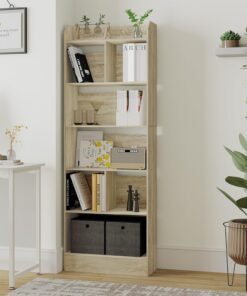 Hzuaneri Librería 6 Niveles, 24x60x170 cm, Beige Roble BC11116X | Estantería Libros, para Salón, Estudio, Oficin, Dormitorio, Estilo Escandinavo, Beige Roble BC11116X