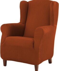 Estoralis Berta | Funda Sillon de Diseño Moderno | Tejido Elastico Teja | para Sillon Orejero (de 70 a 110 cm.) | Maxima Adaptabilidad a Todo Tipo de sillones