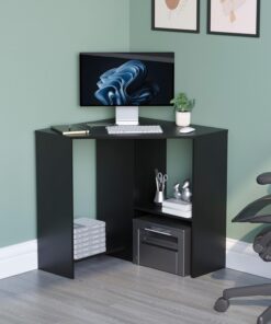 Vida Designs Hetton - Escritorio esquinero para Ordenador con estantes, para Oficina en casa, Mesa para Ordenador portátil, Estudio de Juegos, mobiliario, Madera de ingeniería, 76 x 100 x 70 cm