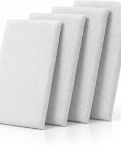 RANJIMA Panel acolchado rectangular, 4 unidades, 40 x 20 cm, cojín de pared, color blanco, para cabecero de cama, autoadhesivo, para pared, dormitorio, habitación infantil, oficina, revestimiento