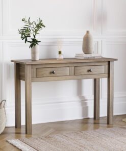 Home Discount Panama - Mesa Consola con 2 cajones, Roble Natural