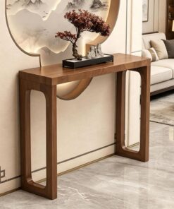 Mesa Consola de Entrada de Madera Maciza China, Mesa Larga y Estrecha para Entrada de Pasillo, Soporte de exhibición Estilo Zen para Sala de Estar, recibidor y Pasillo(Walnut,80x30x85cm)