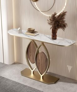 Mesa Consola De Piedra Sinterizada, Interior Entrada Mueble Consola | Mesa Estrecha Para Recibidor, Bordes Redondeados, Fácil De Limpiar, Para Entrada, Pasillo, Vestíbulo(B,80x80cm/31.5x31.5in)