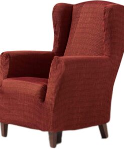 Estoralis Vega | Funda Sillon de Diseño Moderno | Tejido Elastico Rojo | para Sillon Orejero (de 70 a 110 cm.) | Maxima Adaptabilidad a Todo Tipo de sofás