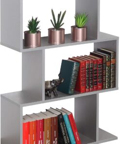 RICOO Estanteria Salon 97 x 70 x 25 cm WM072-PL Estante librería de Suelo Gris