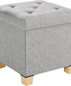 Sweetcrispy Taburete con Espacio de Almacenamiento, pequeño Banco Plegable, 38 x 38 x 38 cm, Caja de Almacenamiento con Tapa como Taburete y reposapiés, soporta hasta 300 kg, para salón, Dormitorio