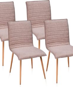 duehome | Pack 4 Sillas de Comedor, Sillas Salon, Modelo Jules, Acabado en Tejido Marron, Medidas: 45 cm (Ancho) x 53 cm (Largo) x 87 cm (Alto)
