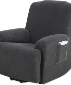 TIANSHU Funda Reclinable de 1 Plaza, Fundas Reclinables Elásticas, Protector Funda Sillón Relax, Funda Cubre Sofá, Fundas de Sofá Lavables y Elásticas para Muebles (Gris)