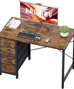PAMRAY Escritorio para PC de 80 cm con 4 cajones, Pequeño Escritorio para el hogar, Dormitorio, Estudio, Escritorio para PC Sencillo y Moderno, Estilo Vintage