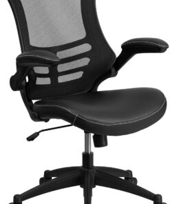 Flash Furniture Silla de oficina, ergonómica, con respaldo de malla, asiento perfilado y ajustable en altura, con palanca de inclinación con fijación, negro, 64,77 x 62,23 x 104,78 cm