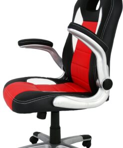 La Silla Española - Silla de Oficina o Estudio Estilo Gaming con reposabrazos, Respaldo tapizado y Base cromada con Ruedas deslizantes, Color Negro y Rojo, Modelo Sepulveda, 50x50x120 cm