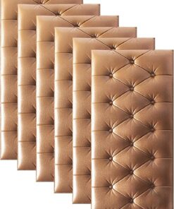Paquete de 6 paneles acolchados de pared 3D, paneles acolchados para dormitorio, sala de estar y sala de juegos, protección adhesiva anticolisión para cabecero