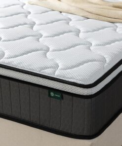 Zinus Colchón Doble de Espuma viscoelástica con muelles ensacados, 135 x 190 cm, 25 cm de Altura, firmeza Media, Tela Suave hipoalergénica y Transpirable, Alivio de presión, colchón de Lujo, Soporte