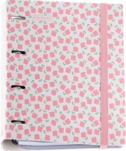 Miquelrius - Carpeta anillas A4 de plástico polyfoam, Carpebloc con un recambio de 100 hojas cuadriculadas + 4 separadores + 1 sobre de polipropileno, Archivador 4 anillas, Cierre de goma, Rosa