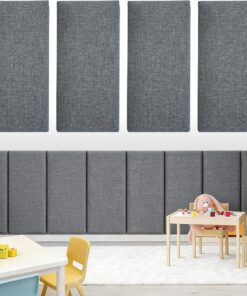Juego de 4 paneles de pared acolchados, 40 x 20 cm, panel acolchado autoadhesivo, rectangular, decorativo, cojín de pared para cabecero de cama, habitación infantil, dormitorio y oficina (gris oscuro)