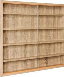 Inter Link - Vitrina de Colección y Estantería de Pared - Cristal y MDF - Beige (Roble Sonoma) - 80x60x9.5 cm - Collectizioni