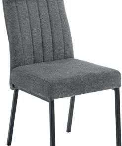 Hela Tische, Catania - Silla de Comedor de Cocina, Funda de Tejido Gris, Asiento cómodo con muelles, Patas de Metal, 140 kg, Certificado Oeko-Tex