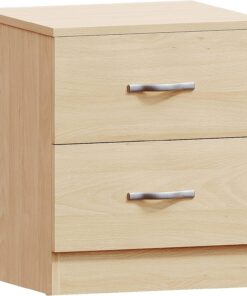 Vida Designs Home Discount Pino mesita de Noche, 2 cajones con Asas de Metal y Corredores, único Anti-Bowing cajón Apoyo, Riano Dormitorio Muebles