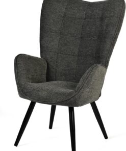 MEUBLE Cosy Sillones de salón Butaca nórdica Sillas Escandinavo Relax Acolchado con Reposabrazos y Patas de Madera, Tela Chenille, para Dormitorio Comedor, Gris