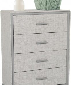Cómoda Skuffy Ahorra Espacio con 4 cajones, Estructura de Metal Estable, fácil Montaje, 60 x 35,5 x 90 cm, Gris