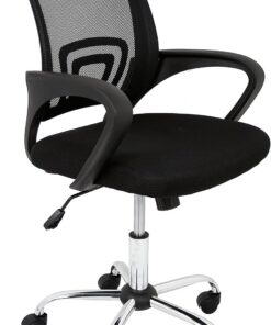La Silla Española Ribadeo Silla de Oficina sin Reposacabezas, Poliéster y Rejilla, negro, 53.5x57x98 cm