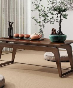 Genérico Mesa de Centro Minimalista Japonesa de bambú de 60 cm - Mesa Baja de Nogal para Sala de Estar, salón de té, Comedor y Dormitorio - Ideal para Sentarse en el Suelo y Ahorrar Espacio.