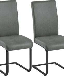 Yaheetech Pack de 2 Sillas de Comedor Cocina Moderna Tapizada de Tela Gris | Ergonómico, Silla para Comedor Tapizada de Tela, Pata Metal, Silla Altura de 47 cm, Capacidad Max de 135 KG, para Restaurante