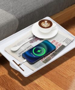 Cozary Mesita de Noche Flotante para Cama, Bandeja con Clip y Guía de Cables para Literas y Residencia Estudiantil, Estante Organizador de Pared, Blanco