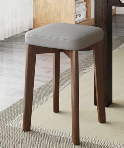 Modernos taburetes de bar de altura de mostrador con cojín suave, apilables, pequeños taburetes de cocina para tocador, baño, taburetes de madera gris, 12 x 12 x 18 pulgadas, juego de 18