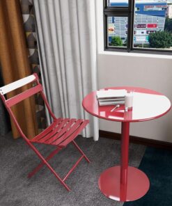 Mesa de Bar Redonda de Metal, mesas Altas Modernas para Desayuno, Pub bistró, mesas auxiliares Rojas para Sala de Estar de 23,6 Pulgadas, Mesa de Centro pequeña para cenar, Trabajar, Estudia