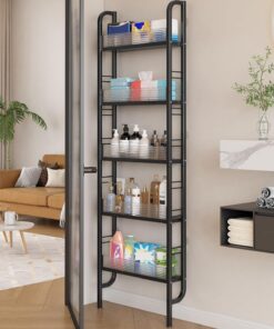 Estante Trasera de la Puerta, Estrecho Almacenamiento de Metal | 5 Niveles Estante Estrecho para Baño, Cocina, Dormitorio, Habitación Infantil, Negro