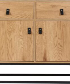 HOME DECO FACTORY - HD6627, Aparador de Madera y Metal con 4 Cajones, Estilo Auténtico, Almacenamiento Práctico, Dimensiones 100 x 29 x 80 cm, Color Natural Negro
