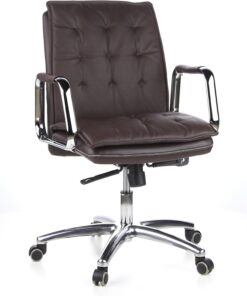 hjh OFFICE 600934 Silla de Oficina Villa 10 Cuero marrón, Silla giratoria Brazos, cómodamente Acolchado