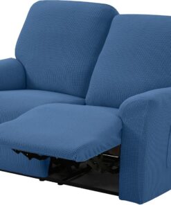 TIANSHU Funda Reclinable de 2 Plaza, Fundas Reclinables Elásticas, Protector Funda Sillón Relax, Funda Cubre Sofá, Fundas de Sofá Lavables y Elásticas para Muebles (Azul Vaquero)