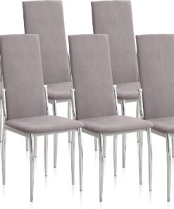 duehome | Pack 6 sillas de Comedor, salón o Cocina, Silla Acabado en Tela Jarama Color Marengo, Modelo Sakura, Medidas: 43 cm (Ancho) x 53 cm (Largo) x 110 cm (Alto)