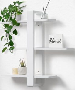 SUMGAR Estantería Pared de 3 Niveles Deslizables, Balda Flotante Blanca | 50cm Estanteria Flotante Pared, Repisas de Pared, Almacenaje, Decoración, Estante Flotante para Fotos, para Salón, Dormitorio