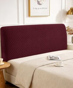 Elástico Funda Cabecero Cama, 150cm, Universales Fundas Cabeceros Color Sólido, Funda Protectora De Cabecera Modernas, Desenfundable, Tejido Suave, Resistente Antipolvo, Borgoña