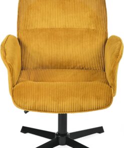MEUBLE Cosy Sillas de Escritorio Sillones de Maquillaje Giratoria Altura Ajustable con Reposabrazos para Estudio Dormitorio Oficina en Tela de Pana, Amarillo