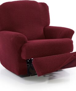 FAVERTI® Funda Super Elástica Sillón Relax de 70 a 90cm | Modelo NOVELE | Burdeos | Funda sillón reclinable pies Separados | Protector de Calidad de Tejido Jacquard Tacto algodón