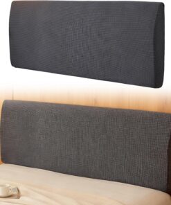 Cabecero de cama de 200 cm, funda para cabecero de cama extraíble, altura 50 – 70 cm, suave, resistente al polvo, cubierta para cabecero de cama con somier, para dormitorio (gris plateado)