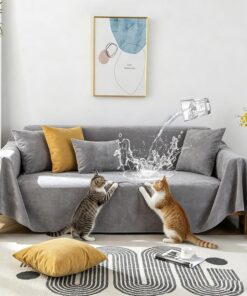 STACYPIK Funda de sofá gris impermeable para mascotas, funda de sofá antiarañazos para sofá de 2 cojines, fundas antideslizantes para sofá seccional, lavable, protector de muebles para mascotas, 71 x