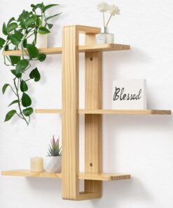 SUMGAR Estantería Pared de 3 Niveles Deslizables, Balda Flotante Madera | 50cm Estanteria Flotante Pared, Repisas de Pared, Almacenaje, Decoración, Estante Flotante para Fotos, para Salón, Dormitorio
