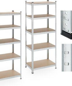Relaxdays Set 2 Estanterías Carga Pesada 5 Baldas 180x70x45 cm, Máx. 500 kg, Acero, Estantes Sótano y Garaje, Plateado