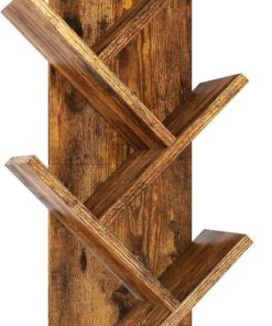 YMYNY Estantería de árbol, Librería, Estante de Pie para Libros, Librería Vertical para salón, Sala de Estar, Dormitorio, Oficina, 60 cm, Marrón Rústico