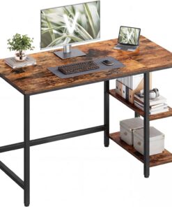 VASAGLE Escritorio, Mesa de Trabajo, Estilo Moderno, para Estudio Dormitorio Salón Oficina, 120 x 60 x 76 cm, Marrón Rústico y Negro Tinta LWD47X