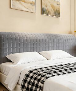 Funda para Cabecero de Cama Cuadrados Pequeños Fundas Cabecero Cama Terciopelo Suave Funda Grueso para Dormitorio Cabeceros Gris Oscuro 150cm