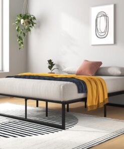 Zinus Lorelai Somier 150x200 cm - Altura 36 cm - Base Cama Queen Size en Acero - Láminas de Metal - Montaje Fácil- Espacio de Almacenamiento - Negro